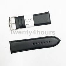 ZRC Genuine Calf Leather Watch Band 28MM in Black color with matched stitching