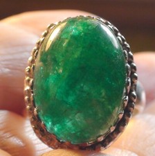 BIG 22.85 ct BEAUTIFUL NATURAL EMERALD RING 925 STERLING SILVER. SIZE 9.25