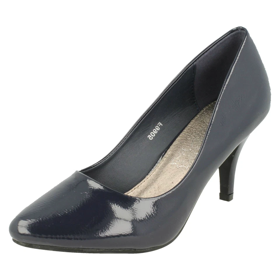 Damas Spot On Patent Court Zapatos del Reino Unido tallas 4-8 F9905 Foto 4 de 4