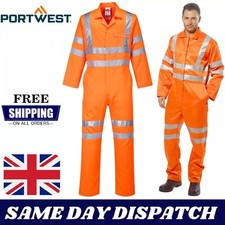 Portwest Hi-Vis Polycotton Coverall Overall Boilersuit Satety Work Wear UK- RT42