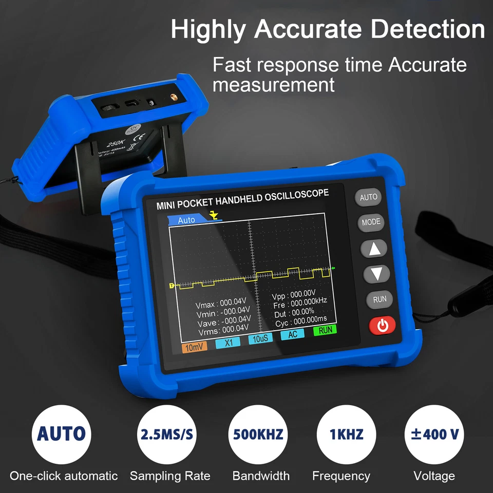 2.5MS/s Sampling Handheld Oscilloscope Portable-Digital-Oscilloscope 500KHz Mini - Image 2 of 4