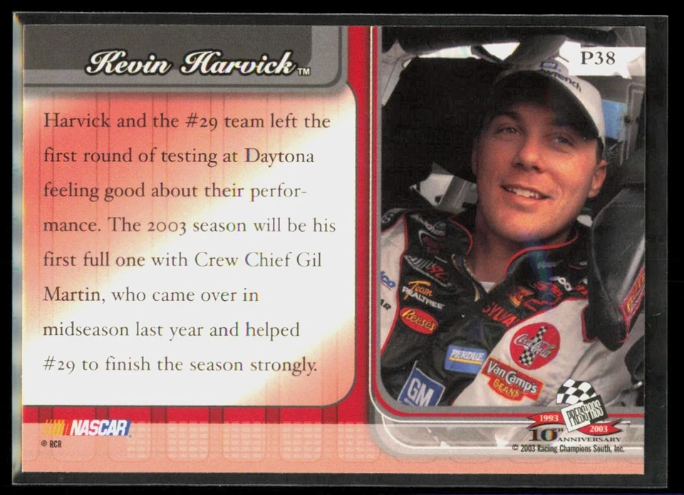 2003 Press Pass Premium Red Reflectors Kevin Harvick #P38 - Image 2 of 2