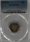 1921 d mercury dime 10c. PCGS G06