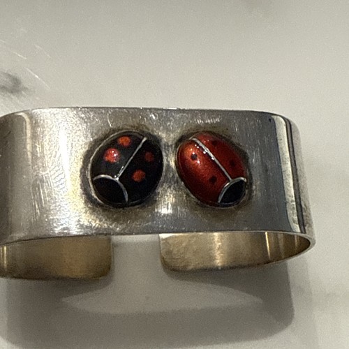 A. MICHELSEN DENMARK STERLING SILVER RED ENAMEL LADY BUG SM.BRACELET NAPKIN RING - Picture 1 of 8