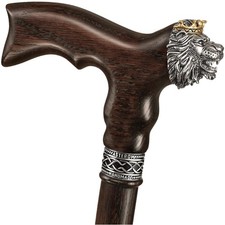 Stylish Lion Walking Cane - Handcrafted Oak Shaft