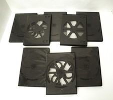 Lot of 8 Empty DVD Cases: black plastic shell cases for single DVD