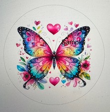 30 FLORAL BUTTERFLY STICKERS ENVELOPE SEALS LABELS 1.5" ROUND COLORFUL HEART