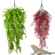 2 Pack Reptile Plants Terrarium Hanging Fake Vines with Suction Cup Artificia