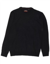 PIERRE CARDIN Mens Crew Neck Jumper Sweater Small Black Acrylic XS11