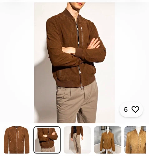 ALLSAINTS Kemble 2XL Suede Bomber Jacket Brown Full Zip Band Collar Solid video thumbnail