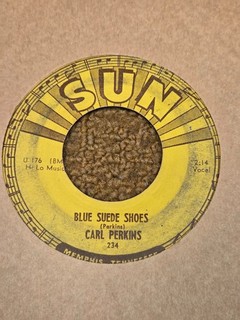 45 RPM Carl Perkins SUN 234 Blue Suede Shoes / Honey Don't VG