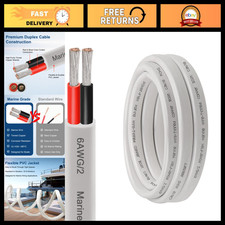 6FT 6 AWG Marine Wire, Red  Black Duplex Boat Cable, Tinned Copper, PVC Jacket