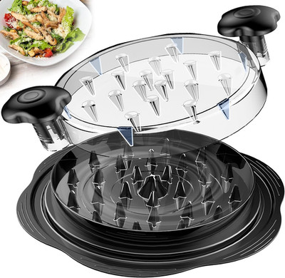 Chicken Shredder Tool Twist Large Chicken Breast Shredder with Brush&Fork, Visib