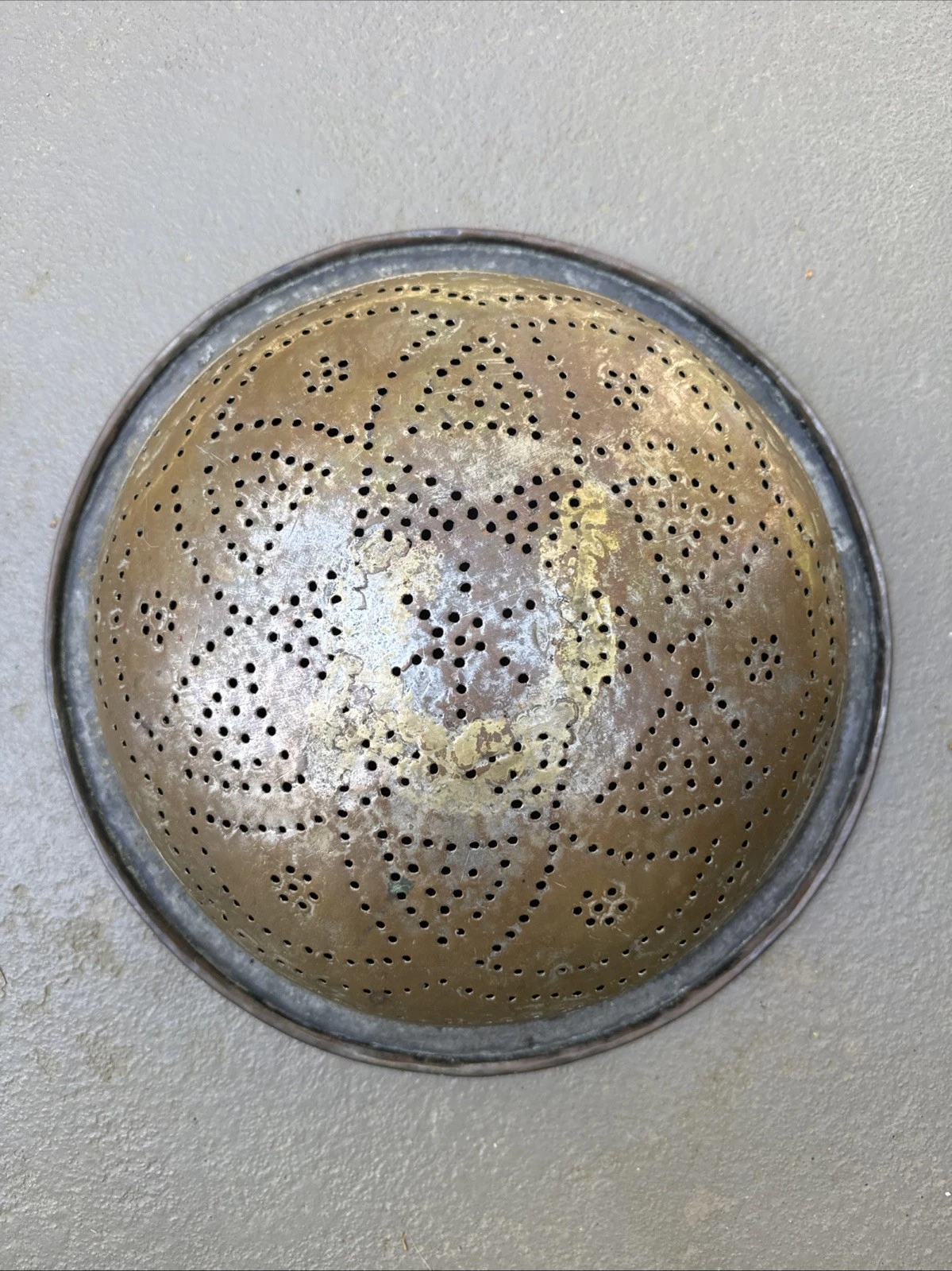 Large Antique Copper Colander Strainer 15”