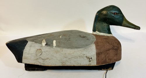 Ancien leurre CHASSE CANARD COLVERT BLANC VERT ET BORDEAUX TÊTE LESTÉE NON SIGNÉ - Photo 6/11
