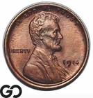 1914 Lincoln Cent Wheat Penny, Frosty Choice BU++, Lots Of Red