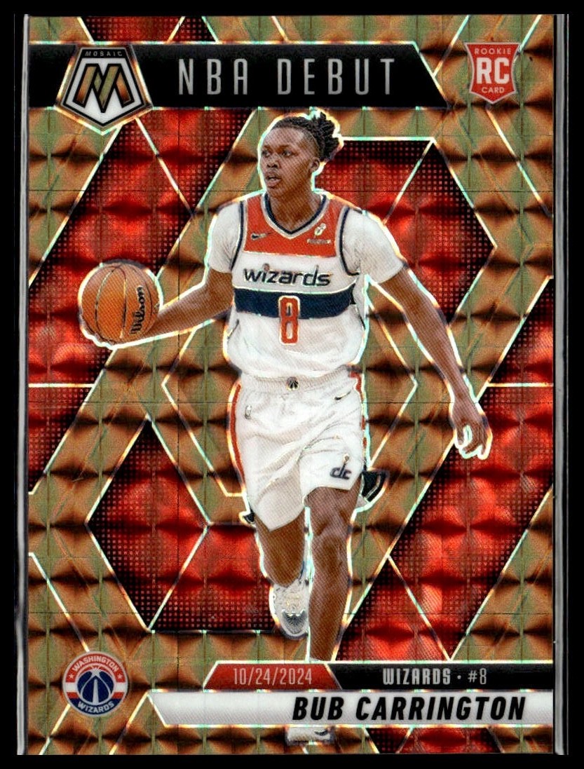 2024-25 Panini Mosaic 259 Bub Carrington Wizards RC Bronze Prizm 67/75