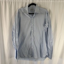 Turnbull  Asser Dress Shirt Men's 16.5 Blue Rainbow Striped Button Up French Cu