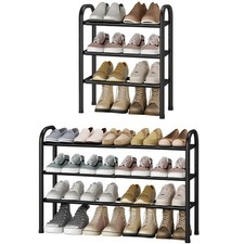 Expandable Shoe Rack, 3-Tier Metal Small Shoe Rack for Closet, Up to 16 Pairs...