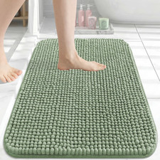 Chenille Bathroom Rugs 24X16, Soft Absorbent Bath Mat, Sage Green