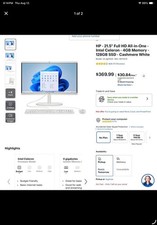 HP 22-dg0024 21.45" All-in-One, Intel Celeron 2.00GHz, 4GB RAM, 128