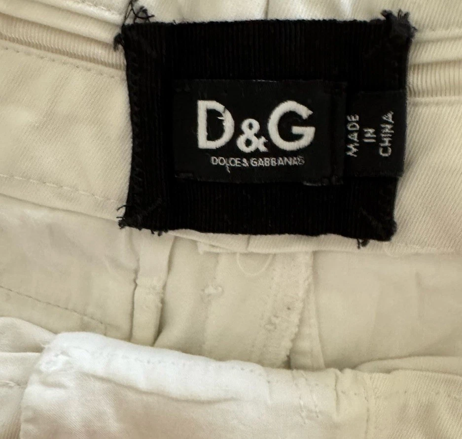 Dolce & Gabbana Women’s White Cotton/Elastine Pants With Button Pockets - Image 4 of 4