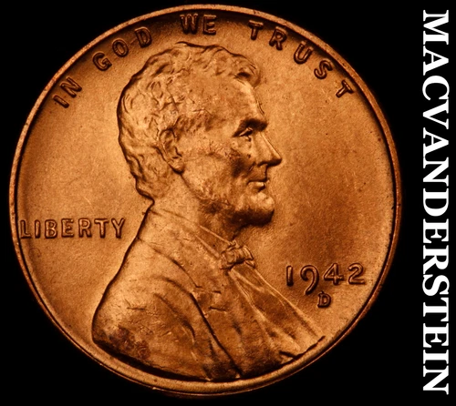 1942-D Lincoln Wheat Cent- Choice Gem Brilliant Uncirculated Luster #J1974
