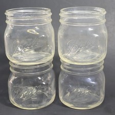4 Vintage Ball Wide Mouth Short Square Squat Squatty 500 ml 16 oz Pint Mason Jar