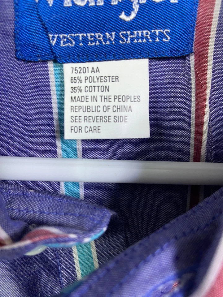 Vintage Mens Wrangler Painted Desert Striped Western Button Down Shirt 90s Sz XL - Image 4 of 4