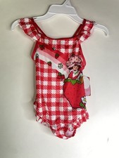 Strawberry Shortcake Gingham Red White One Piece Swimsuit Swimwear Girls Size 5