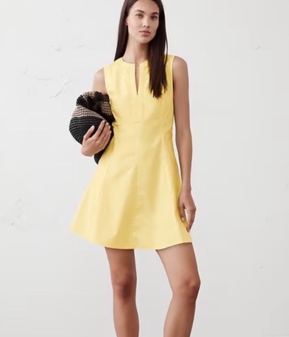 Banana Republic Yellow Poplin Sleeveless Cotton Mini Dress Sz 8