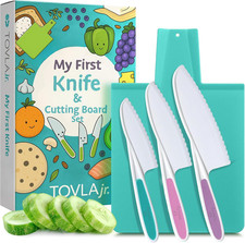 Premium Montessori Kid-Safe Knife  Cutting Board Set   Real Kitchen Tools for T