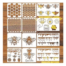 Bee Honeycomb Stencil, Reusable Bee Stencils for Painting on Wood Signs Furni...