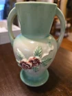 Vintage Weller Hull Roseville Vase Pottery Green Matte Rose Cottage Granny Core