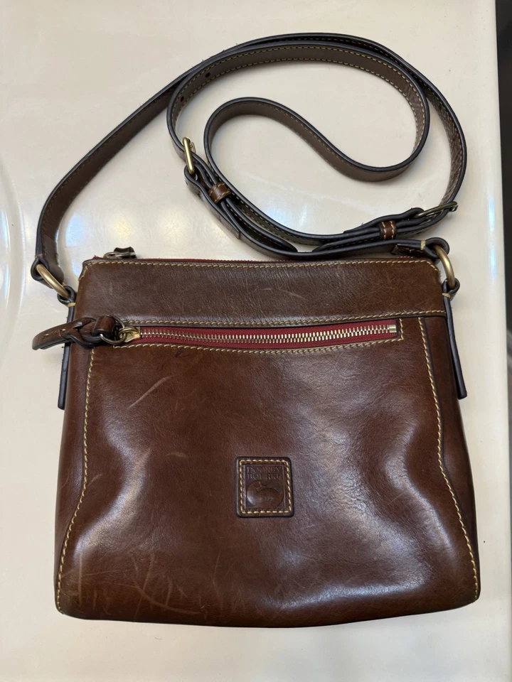 Dooney& Bourke Allison Brown Leather Florentine Vacchetta Crossbody Purse w/Cert - Image 3 of 4