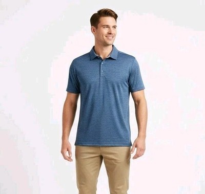 Layer8 Men's size Small Quick Dry Polo Shirt Button Up Blue Collar Short Sleeve