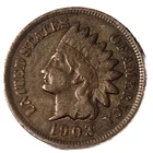 1903 Indian Head Penny Fine - Very Fine Features 1c (F-VF)  Small Cent Coin