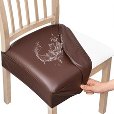 Smiry Waterproof Pu Leather Seat Covers for Dining Room Chairs Set of 4, Stre...