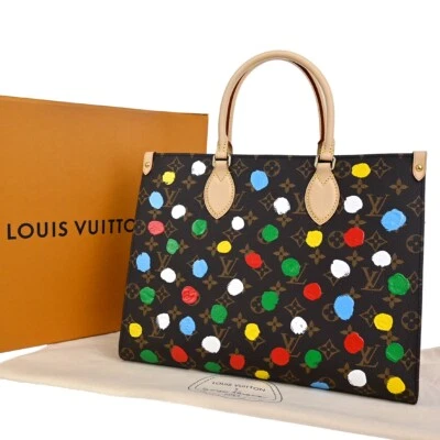 LOUIS VUITTON LV × YK OnTheGo MM Hand Bag Monogram 3D Dots Brown 