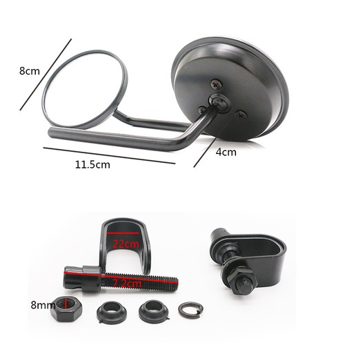 Round 7/8"-1" Handlebar Rear View Side Caliper Mirror For Cafe Racer Dyna 1200 - Picture 3 of 9