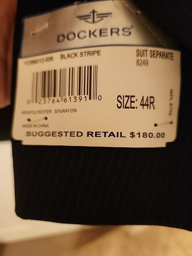 Dockers NWT Black Stripe Mens 44R Blazer Sport Jacket - Picture 9 of 9