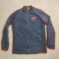 Nike Jacket Women Xs Blue Red Knit Long Sleeve Mock Neck Dynamic Reveal Full Zip