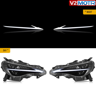 VLAND For 12-20 Toyota Subaru BRZ LED Headlights Dual Beam Projector W/Blue DRL