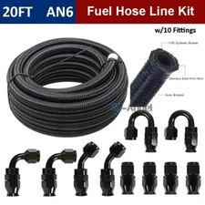 20FT Nylon Braided CPE Fuel Hose Line 6AN-AN6 Oil/Gas/Fuel Hose End Fittings Kit