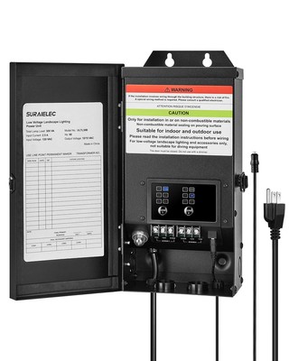 SURAIELEC 300W Low Voltage Landscape Transformer with 2 Independent Outputs I...