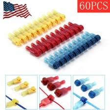 60Pcs Insulated 22-10 AWG T-Taps Quick Splice Wire Terminal Connectors Kit New