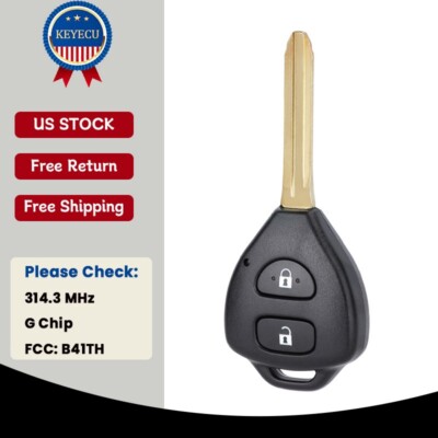 2 Button Remote Key Fob 314.3MHz G Chip for Toyota Hiace