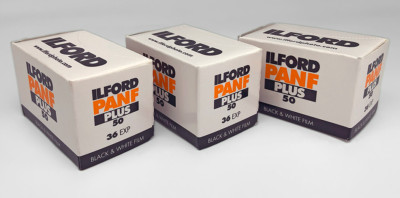 3 Rolls Ilford PAN F Plus 50 36 Exposure Black and White Print Film Cold Stored