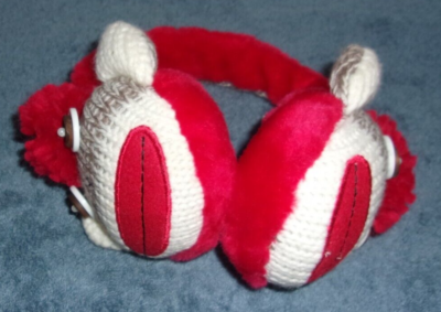 SUPER CUTE WILD WEAR PLUSH SOCK MONKEY EAR MUFFS NWOT | eBay display picture 1