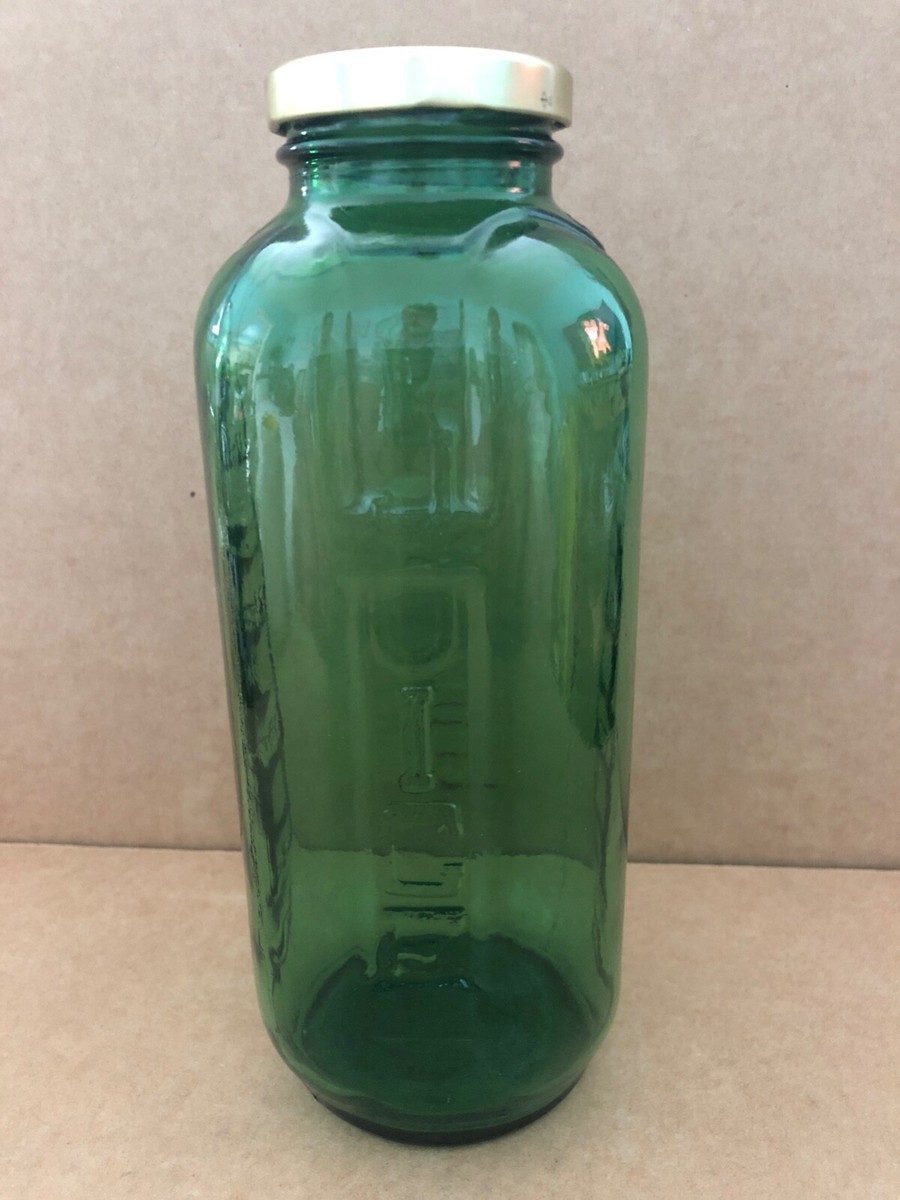 Vintage WATER JUICE Green Glass Bottle Embossed 40oz | eBay